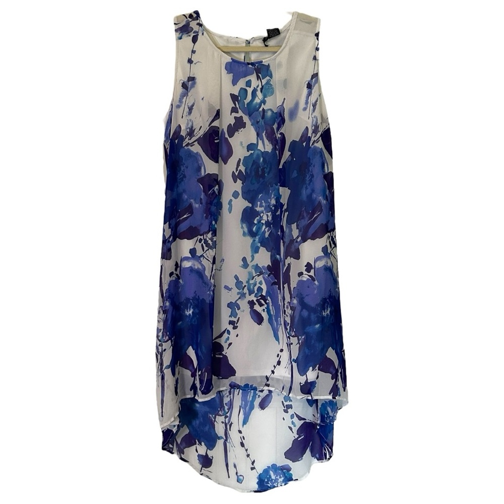 New Directions Women’s Floral Sleeveless High Lo Mini Tunic Dress Sz XLP